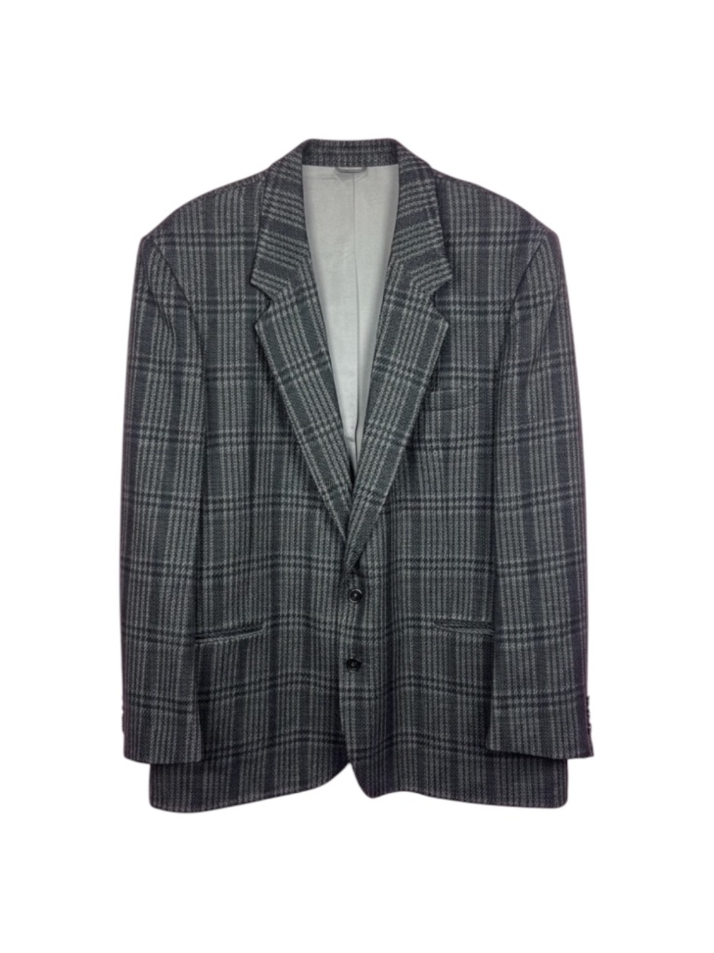 Givenchy Monsieur Vintage Glen‎ Check Tweed Sport Coat Wool Silk Grey Men’s 46R